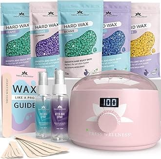Waxing Kit for Sensitive Skin – Safe for Face & Skin, Prep & Aftercare Spray, Easy to Use – At-Home Kit for Face, Bikini, Brazilian & Full Body - Digital Display, Pink