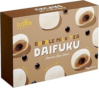 Mochi Daifuku Snacks - Traditional Japanese Rice Cakes with Filling - Flavored Asian Sweet Desserts for Family - Chewy and Soft Texture - 6 Pieces per Pack (Boba Milk Tea)