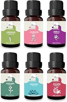 AIR-ROMA Aroma Diffuser Oil Combo of 6 (Lemon Grass, Japanese Rose, Madurai Jasmine, Apple Spice, English Ocean and Ginger Lily) 60ml for Home, Candle, Office