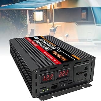 10000W Pure Sine Wave Power Inverter, DC (12/24/48/60V) To AC (110/220V), Dual Digital Display + 1 Universal Socket, Solar System - Solar Panel, For Home/Outdoor/RV/Camping,220V-60V