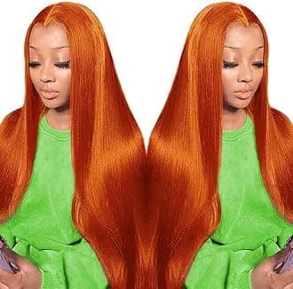 32 Inch Ginger Orange Lace Front Wigs Human Hair 180% Density Straight HD Lace Closure Wigs