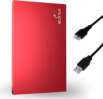 Storite 2.5-Inch Ultra Slim Portable External Hard Drive 1TB HDD USB 3.0 Aluminium Storage with LED Indicator for PC, Mac, Laptop, Gaming Console, Desktop, Red
