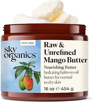 Mango Butter for Body & Face, 100% Raw and Unrefined Nourishing Butter for Light, Daily Hydration and Promotes Soft, Smooth, Heathy-Looking Skin, Suitable for Normal to Dry Skin, 16 Oz
