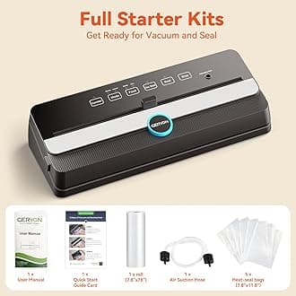 GERYON Wancle Vacuum Sealer Film Sealer for Sous Vide Dry and Moist Food, 110 W, Includes 10 Vacuum Bags