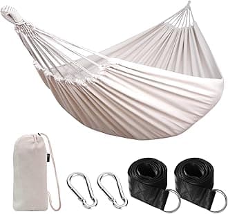 Anyoo Outdoor Camping Hammock Outdoor Portable Canvas Lightweight Hammock with Tree Friendly Straps Carry Bag Perfect for Garden, Balcony, Patio, Beach, Hiking
