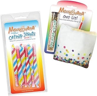 Meowijuana | Birthjays Bundle | Birthjays Catnip Joints and Get Lit Cake | Promotes Play and Cat Health | Includes Organic Catnip | Feline and Cat Lover Approved