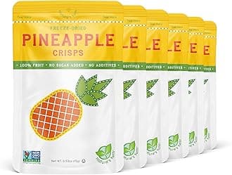 Nature’s Turn Freeze-Dried Pineapple Crisps – Healthy, Gluten-Free, Crispy & Delicious, Plant-Based Snack, Ideal for Cereal, Smoothies, School Lunches, & On-the-Go, Bags of 6 (0.53 oz Each)