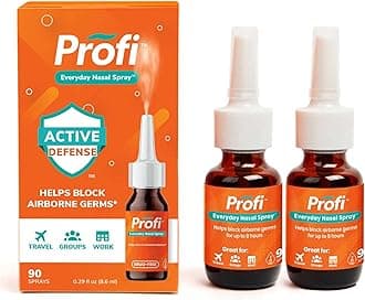 - Profi Everyday Nasal Spray - Helps Defend Against Airborne Germs, Lasts Up to 8 Hours, Advanced Nasal Spray for Air Travel, Work, Conferences & Indoor Gatherings - 180 Sprays, 0.58 FL OZ
