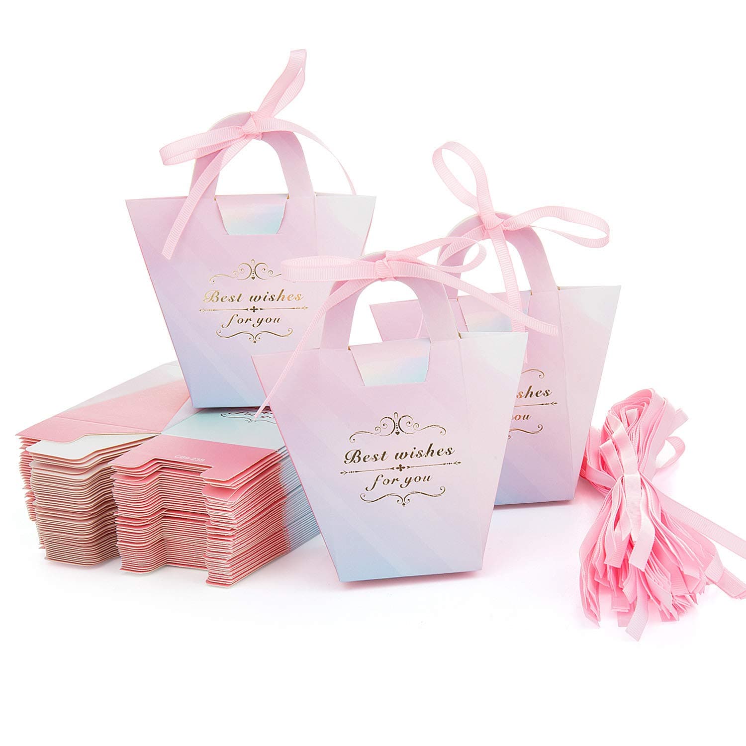 Maojuee Candy Gift Boxes β 50pcs Candy Boxes Birthday Candy Boxes Sweet Gift Favor Boxes Chocolate Candy Boxes for Wedding Birthday Bridal Baby Shower Party Favors (pink)