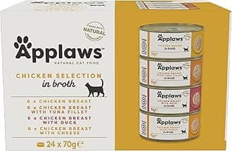 Applaws 100% Natural Wet Cat Food, Multipack Chicken Selection in Broth 70g Tin (24 x 70g Tins)