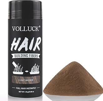 VOLLUCKHair Fibers for Thinning Hair for Women and Men, Hair Color for Gray Hair Coverage Thicker Fuller Hair Loss Instantly Hair Building Fibers Root Touch Up Natural Formula 28g (Light Brown)