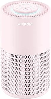 AIRROMI Air Purifier for Bedroom with HEPA 3-in-1 Filter, Pet Air Purifier for Home Cat Pee Smell, Covers Upto 990 Ft², Quiet 360° intake Air Cleaner for pet hair,allergies,Dust,Smoke A2001 Pink