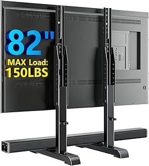 AX WABER Universal TV Stand, Table Top TV Stand Base Wobble-Free Replacement for Most 24 to 80 Inch LCD LED TVs, 7 Height Adjustable TV Legs Hold up to 150lbs, Max VESA 800x500mm, Black AX10TB02