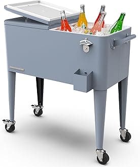 PermasteelPS-203 AM 80 Quart Portable Rolling Patio Cooler