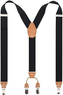 Men’s Y-Back 4 Metal Clip Elastic Wide Suspenders Perfect For Both Casual&Formal