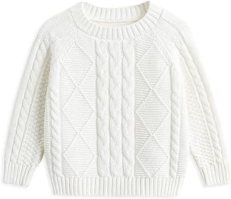 Curipeer Baby Boys' Girls' Cable Knit Sweater Long Sleeve Solid Pullover Toddler Crew Neck Fall
