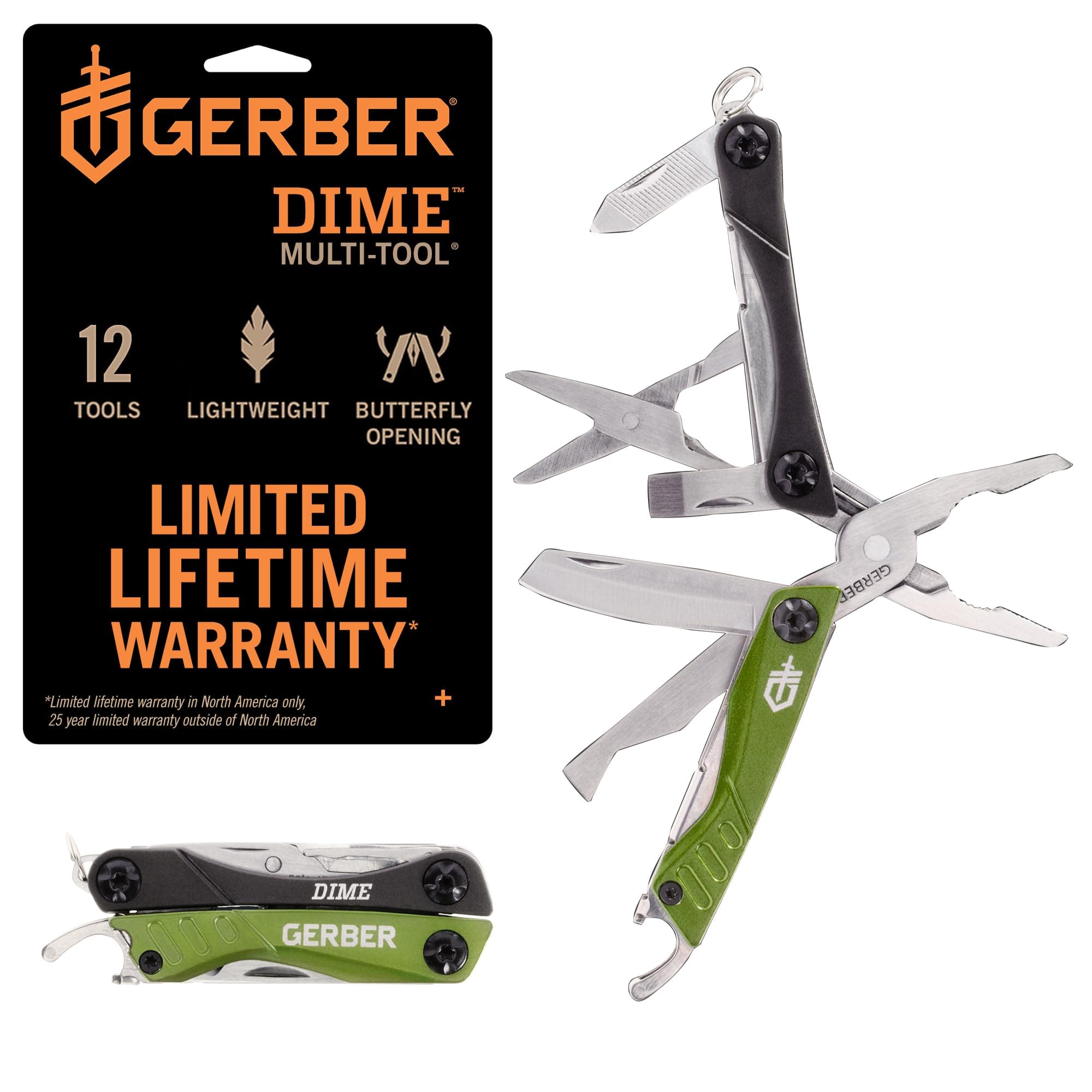 Gear Dime 12-in-1 Mini EDC Multitool - Needle Nose Pliers, Pocket Knife, Keychain, Bottle Opener - EDC Gear and Equipment - Green