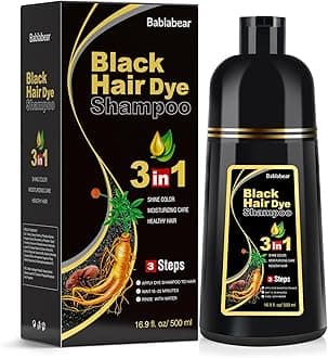 Black Hair Dye Shampoo for Gray Hair, Semi-Permanent Hair Color Shampoo for Women and Men, 500ml