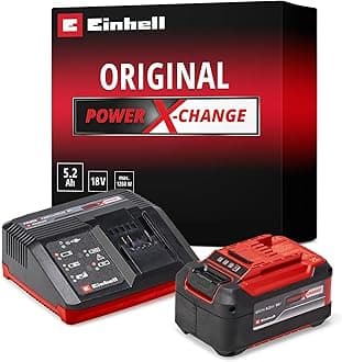Einhell Power X-Change 18V, 5.2Ah Lithium-Ion Battery Starter Kit - Battery and Charger Set - Universally Compatible With All Einhell PXC Power Tools And Garden Machines