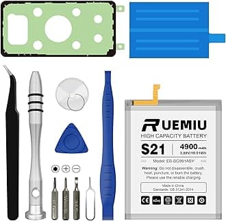 Battery for Samsung Galaxy S21, Upgraded 4900mAh Durable High-Capacity Replacement with Repair Tool Kit, Compatible with SM-G991U SM-G991F