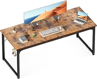 ODK 63 Inches Large Computer Desk for Home Office, Modern Desk for Small Spaces, Writing Desk with Headphone Hooks, Vintage