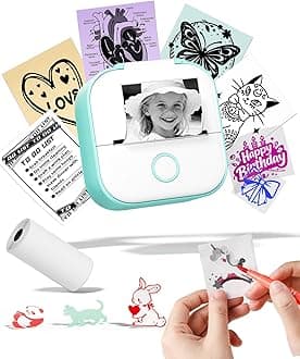 Memoking Sticker Printer - Mini Thermal Printer, T02 Sticker Maker Machine, Portable Bluetooth Pocket Phone Printer, for DIY Journal, Photos, Notes, Kids Gifts, Compatible with iOS & Android, Green