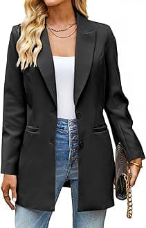 2024 Blazers for Women Business Casual Long Blazer Jackets Dressy Work Professional Office Outfits Lapel Pockets