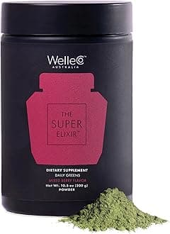 The Super Elixir Daily Greens Powder, Probiotic Drink Mix with Whole Foods, Gluten Free, Vegan Gut Health Powder, Energy, Immunity, Healthy Skin, Hair & Nails (300g, Mixed Berry)