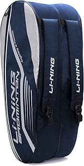 Li-Ning Hot Shot Triple Zipper Polyester Badminton Kit Bag (Navy/Silver, Large) | Easy - Access Compartments | Spacious | Unisex - Men, Boys, Girls, Women