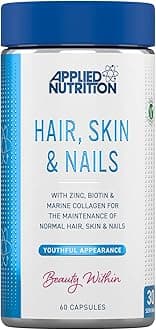 Biotin & Marine Collagen for Healthy Hair Growth, Skin & Nails Supplement with 10000 mcg Biotin - Vitamin B7, Zinc, Ashwagandha and Vitamin Blend (60 Capsules - 30 Servings)