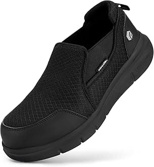 FitVilleSlip On Work Shoes for Men Extra Wide Fit Composite Toe Industrial Safety Trainers for Wide Swollen Feet