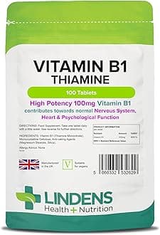 Lindens Vitamin B1 Thiamin 100 Tablets B 1 B-1 Thiamine Supplement