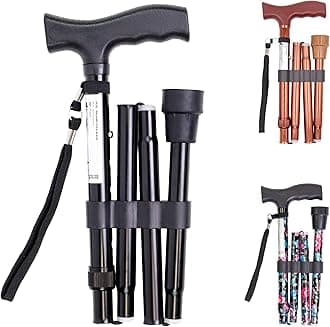 PEPE Mobility Foldable Walking Stick for Women and Men, Adjustable Height, Left Or Right Handed, Non-Slip Rubber Tip, Unisex