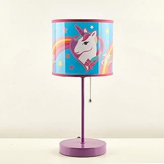 Idea Nuova JoJo Siwa Unicorn Stick Table Kids Lamp Metal with Pull Chain, Themed Printed Decorative Shade
