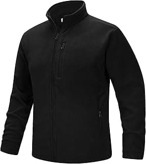 Men's Full Zip Fleece Jacket Lightweight Warm Soft Polar Long Sleeve Jackets with Pockets for Winter Hiking Casual