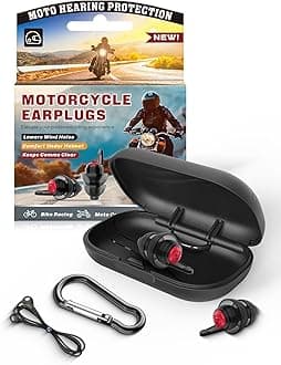 Motorcycle Ear Plugs Wind Noise Protection, Comfortable Moto Hearing Protection, 24 dB High Fidelity Filter Keep Comms Clear, 100X Reusable Earplugs for Motorbike, Touring, Racing, Riding, Shooting