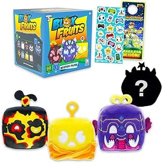 Blind Box Set - Mystery Plushie Bundle with Random Collectable Series 2 Video Game Mini Plush Figure Plus Stickers, More | Blox Fruits Party Favors, Supplies
