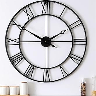 CLXEAST 30 Inch Large Wall Clock Modern, Oversized Roman Numeral Decorative Black Metal Wall Clock for Living Room Decor,House Warming Gifts New Home