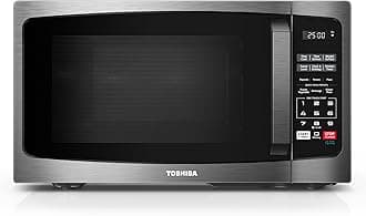 TOSHIBA ML-EM09PA(BS) Small Microwave Oven with 6 Auto Menus, Mute Function, LED Lighting Countertop Microwave Perfect for Kitchen, 0.9 Cu Ft, 10.6 Inch Removable Turntable, 900W Black Stainless Steel