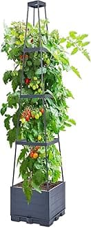4-Tier Tomato Planter with Box Trellis, 56'' Raised Garden Bed Planter Boxes, Tomato Cages for Garden, Patio, Climbing Plants, Vegetable Vines, Flowers, Indoor & Outdoor Use (Green)
