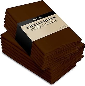 Utopia Kitchen Brown Cloth Napkins [12 Pack, 18x18 Inch] Absorbent Cotton Blend Washable and Reusable for Dinner, Restaurant, Lunch, Wedding and Hotel