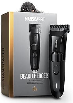 MANSCAPED® The Beard Hedger® Men's Premium Beard Trimmer, 20 Length Adjustable Blade Wheel, Stainless Steel T-Blade for Precision Facial Hair Trimming, Cordless Waterproof Wet/Dry Clipper