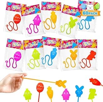 Bulk Easter Sticky Hands Party Favors Supplies for Kids 60 Pack, Easter Basket Goodie Bag Stuffers Non Candy Egg Fillers for Toddlers, Small Pinata Treats Classroom Prizes Toys Gifts for Boys Girls