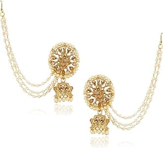Shining Diva Fashion Gold Plated Metal Pearl Earrings for Women and Girls