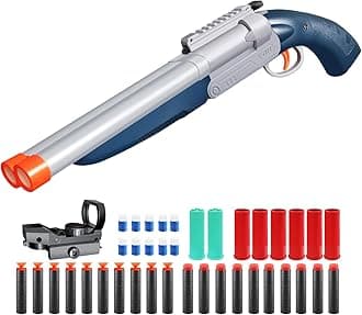 Bugrtey Double-barreled Toy Gun - Two Modes Realistic Soft Bullet Toy Guns Blaster with Sight - Educational Shooting Toy Shotgun - Gifts Christmas Birthday Halloween Present