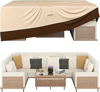 Patio Furniture Covers, Outdoor Furniture Cover Waterproof, General Purpose, Outside Table and Chair Covers, Heavy Duty 600D (128 Inch L x 82 Inch W x 28 Inch H)-Brown