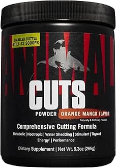 Animal Cuts Powder – Weight Management Supplement – Fat Burner, Metabolic Enhancer with Nootropics, Carnitine, Tyrosine, Diuretic – Orange Mango Flavor, 8.3 oz, 42 Count