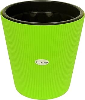 GREENON® 10 Inch Plant Pot Pack of 2 (4 Pots) Self Watering Indoor Pot | Green Outer Black Inner Flower Pot | UnFadable | Suitable for Home Indoor and Balcony Plants | Low Maintenance Gamla