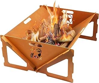 Portable Corten Steel Fire Pit, 23" Outdoor Fire Bowl for Camping & Backyard (Wood/Charcoal Burning) - Weather-Resistant Garden & Patio Fireplace