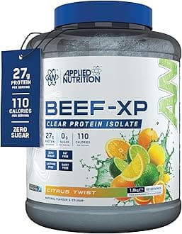 Applied Nutrition Clear Hydrolysed Beef Protein Isolate Powder, Fruit Juice Style, Dairy Free, Lactose Free, Zero Sugar, Low Fat, 1.8kg - 60 Servings (Citrus Twist)